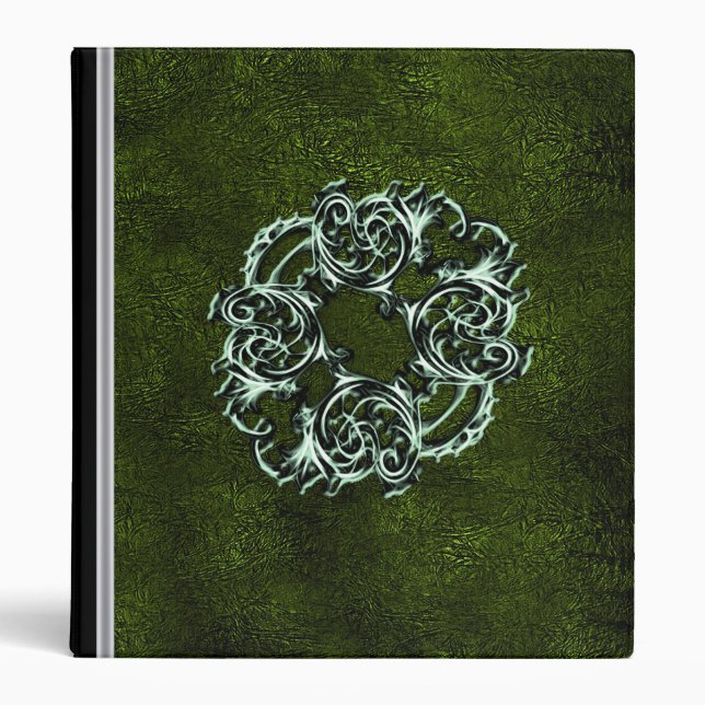 Metallic green symbol leather binder (Front)