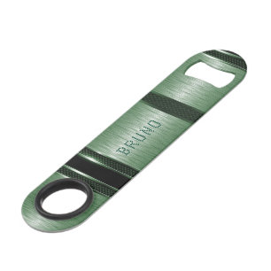 Metallic green texture black industrial stripes  bar key