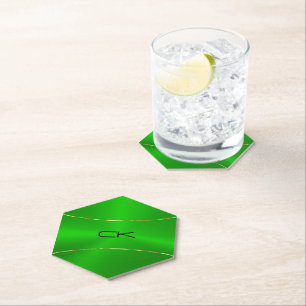 Metallic green with gold accent paper coaster