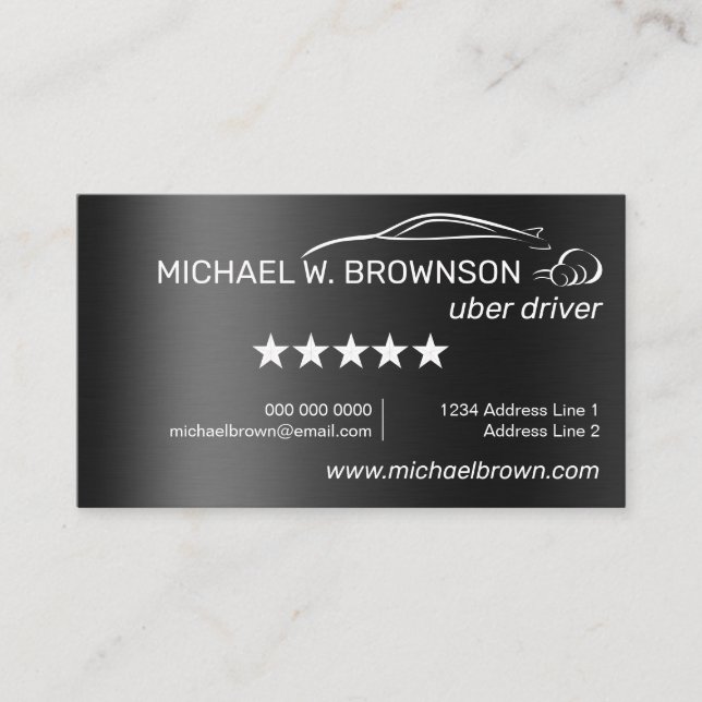 Metallic Grey Automobile Service Logo Business Card (Front)