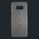 Metallic Grey & Black Paisley Lace Uncommon Samsung Galaxy S8 Plus Case<br><div class="desc">Elegant grey metallic background brushed aluminum look black floral paisley lace. Customizable monogram. Several version on this design with different lace position.</div>