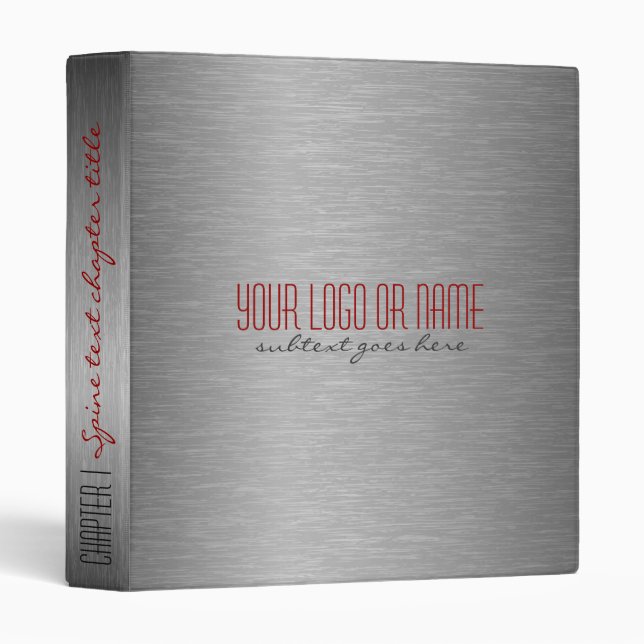 Metallic Grey Brushed Aluminum Look Binder (Front/Spine)