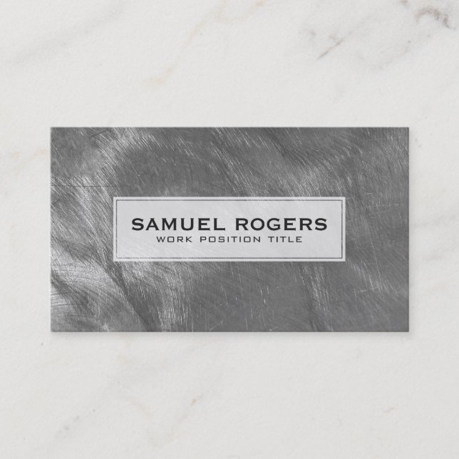 Metallic Grey Brushed Steel Look Business Card (Front)