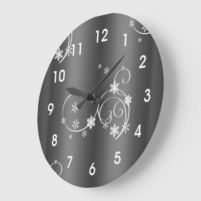 Metallic Grey Christmas Large Clock (Angle)