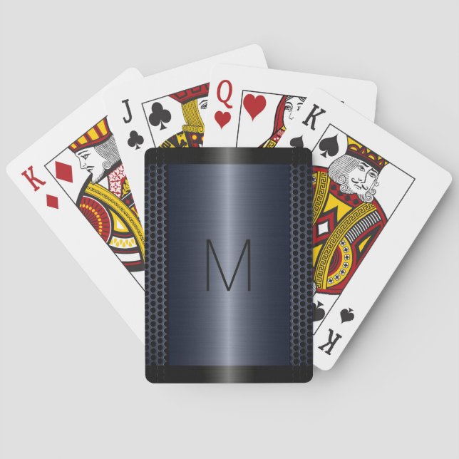 Metallic Grey Stainless Steel Metal Look Playing Cards (Back)