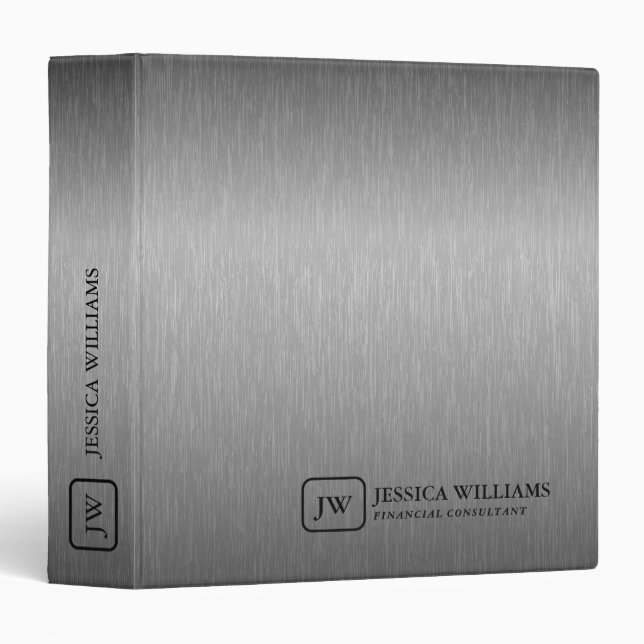 Metallic Grey Texture Black Typography Binder (Front/Spine)