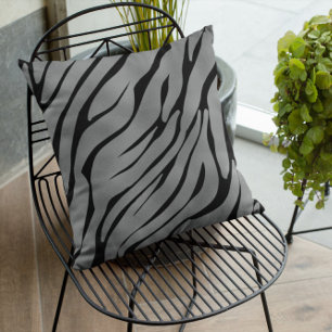 Metallic grey Zebra Pattern  Throw Pillow