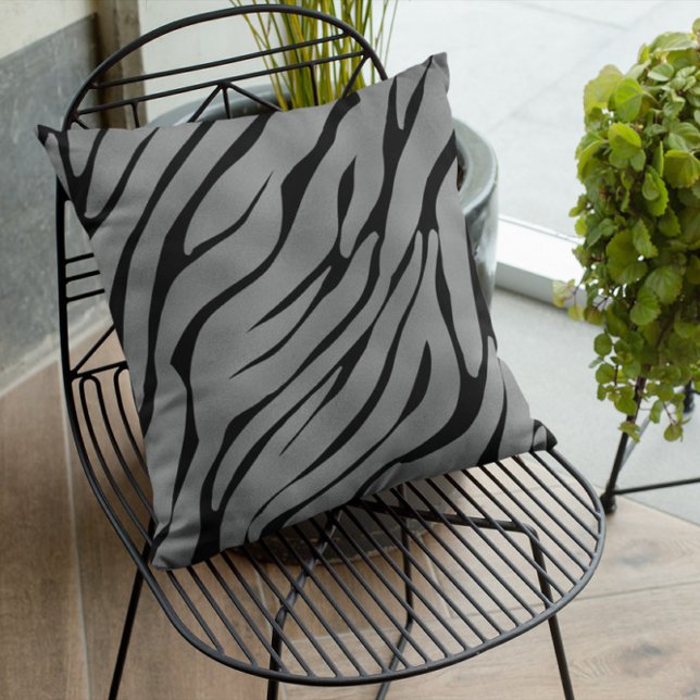 Metallic grey Zebra Pattern  Throw Pillow (Creator Uploaded)