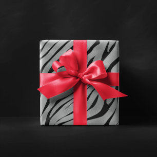 Metallic grey Zebra Pattern Wrapping Paper