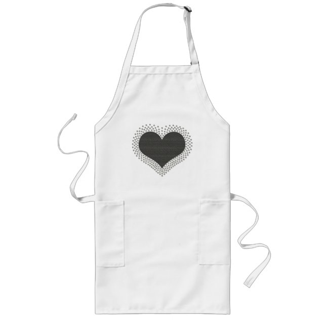 Metallic Heart Apron, Grey Long Apron (Front)