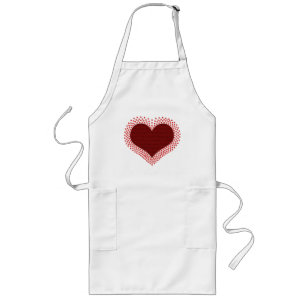 Metallic Heart Apron, Red Long Apron