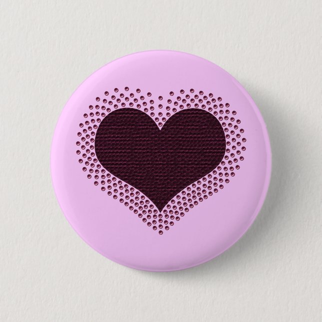 Metallic Heart Button, Purple 2 Inch Round Button (Front)