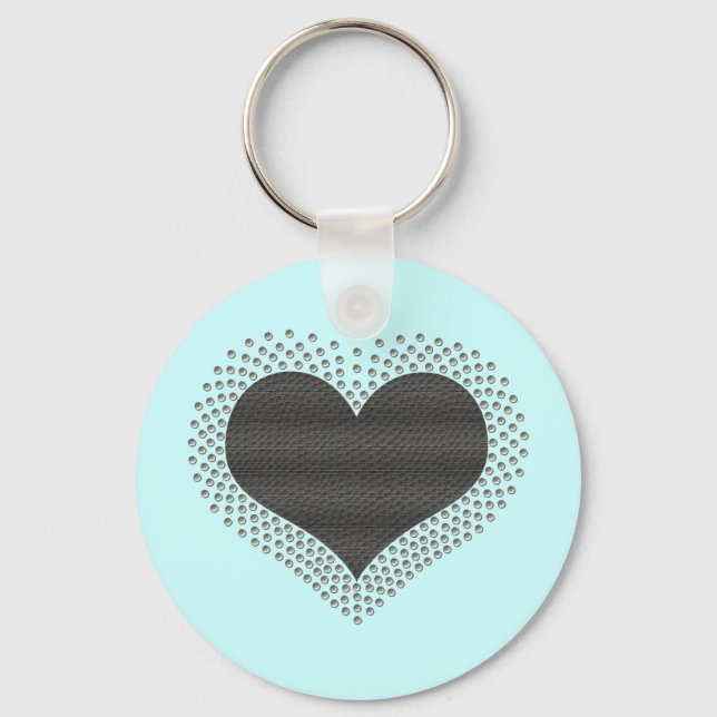 Metallic Heart Keychain, Grey Keychain (Front)