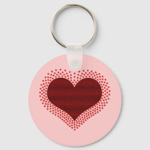 Metallic Heart Keychain, Red Keychain