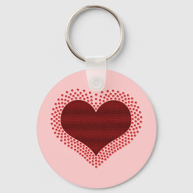 Metallic Heart Keychain, Red Keychain (Front)