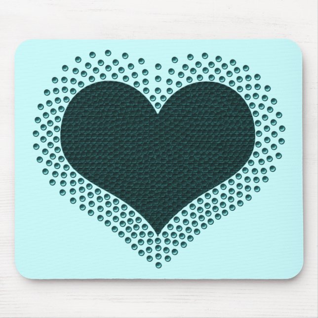 Metallic Heart Mousepad, Teal Mouse Pad (Front)