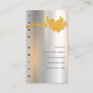 Metallic High Gloss   Brass Scribble Business Card