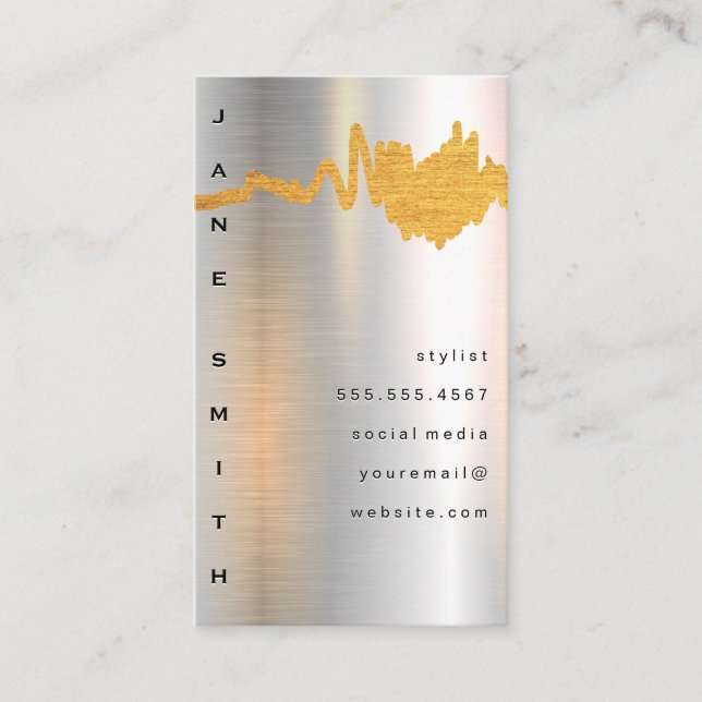 Metallic High Gloss | Brass Scribble Business Card (Front)