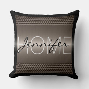 Metallic Holes Metal Look Monogram Throw Pillow