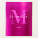 Metallic Hot Pink Signature Monogram 2025 Planner<br><div class="desc">Create your own girly personalized name and monogrammed planner or appointment book for her in 2025.
The fuchsia faux metallic foil digital art graphic will print like a photo.
Bright pink and white contemporary monogram with elegant signature style calligraphy design can be customized.</div>