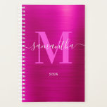 Metallic Hot Pink Signature Monogram 2025 Planner<br><div class="desc">Create your own girly personalized name and monogrammed planner or appointment book for her in 2025.
The fuchsia faux metallic foil digital art graphic will print like a photo.
Bright pink and white contemporary monogram with elegant signature style calligraphy design can be customized.</div>