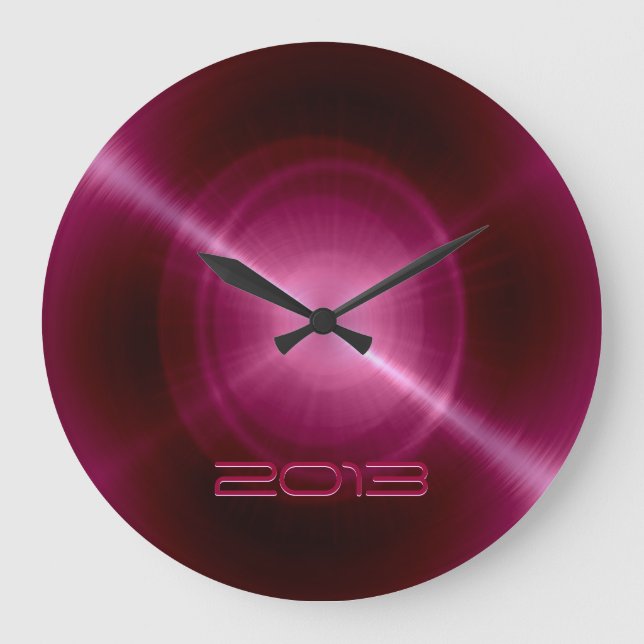 Metallic Hot Pink Stainless Steel Metal Large Clock (Front)