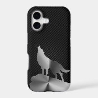 Metallic howling wolf with carbon fibre