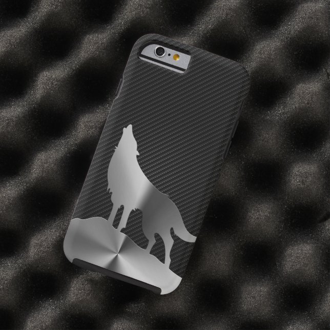 Metallic howling wolf with carbon fibre Case-Mate iPhone case (In Situ)