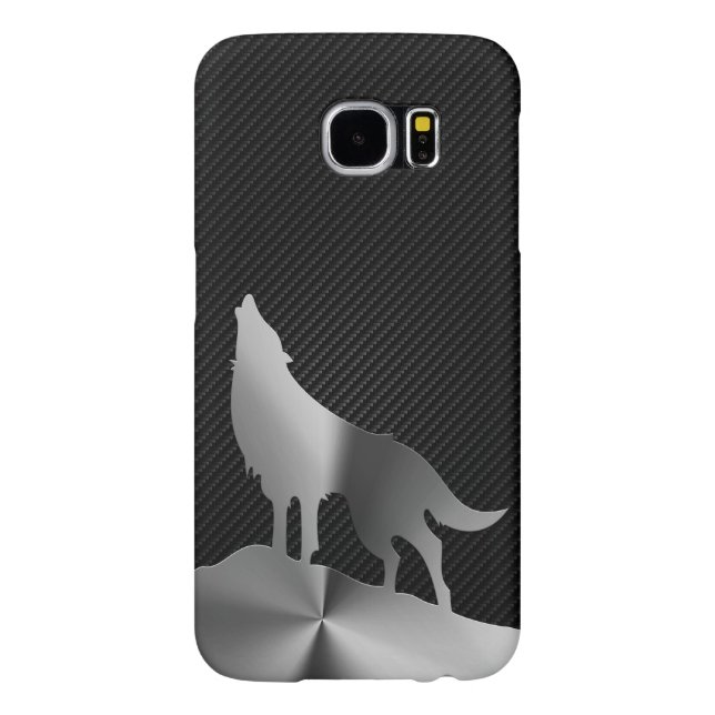 Metallic howling wolf with carbon fibre Case-Mate samsung galaxy case (Back)
