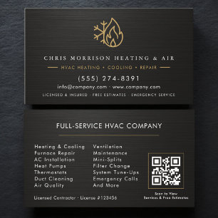 Metallic HVAC Services Company QR Code Business Card