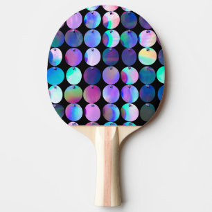 Metallic Iridescent Purple Blue Circles Ping Pong Paddle
