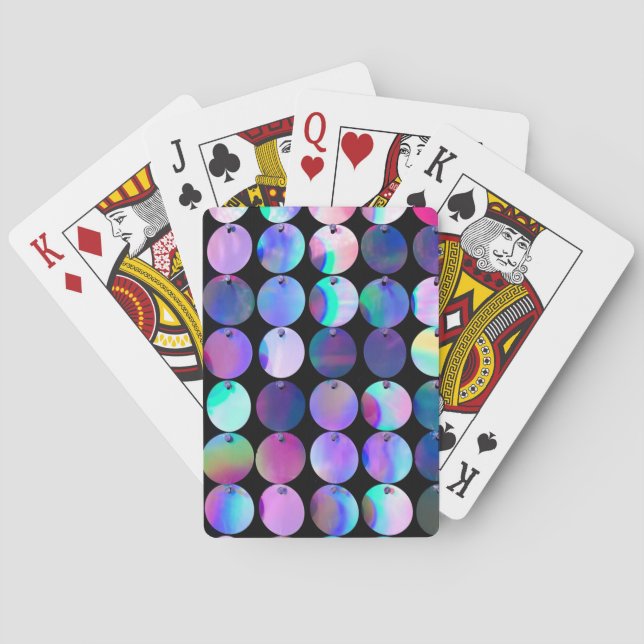 Metallic Iridescent Purple Blue Circles Playing Cards (Back)
