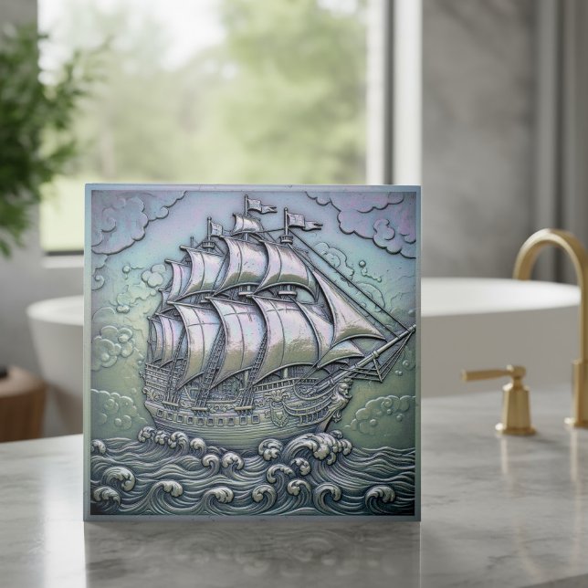 Metallic Iridescent Sailing Ship ID1223 Tile (Creator Uploaded)