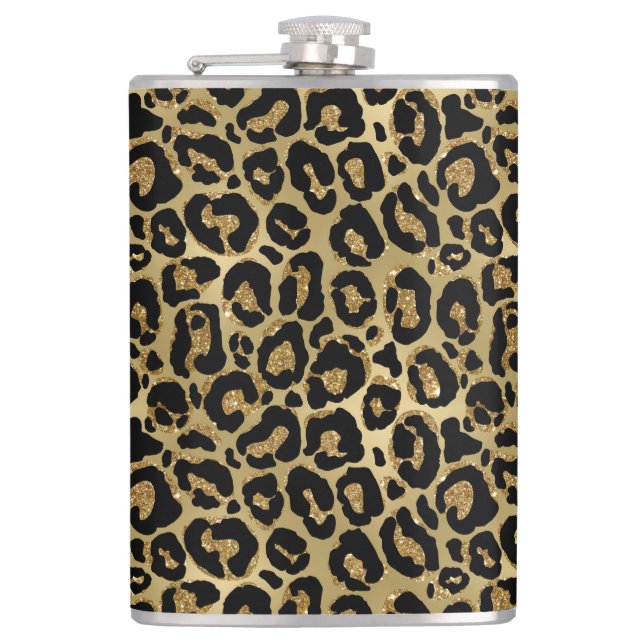 Metallic Leopard Vinyl Wrapped Flask (Front)