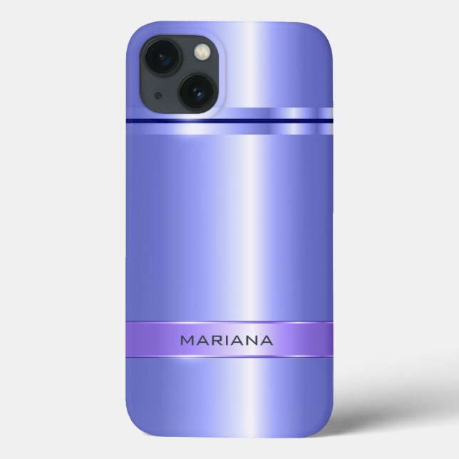 Metallic Light Blue Stainless Steel Look Case-Mate iPhone Case (Back)