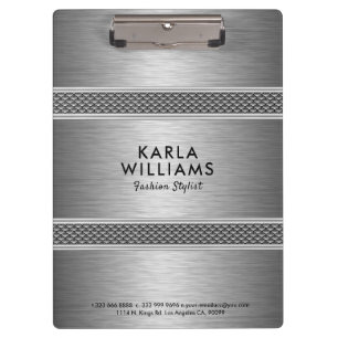 Metallic Light Grey Modern Geometric Design Clipboard