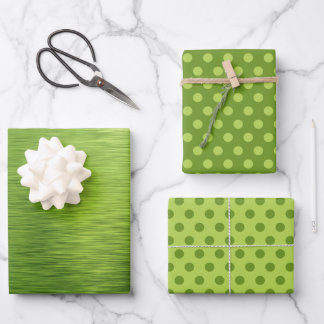 Metallic Lime Green Foil Polka Dots Christmas    Wrapping Paper Sheet