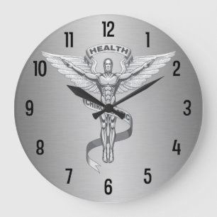 Metallic-Look Chiropractic Emblem Logo Wall Clock