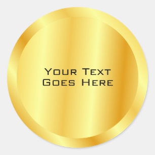 Metallic Look Faux Gold Add Your Text Custom Classic Round Sticker