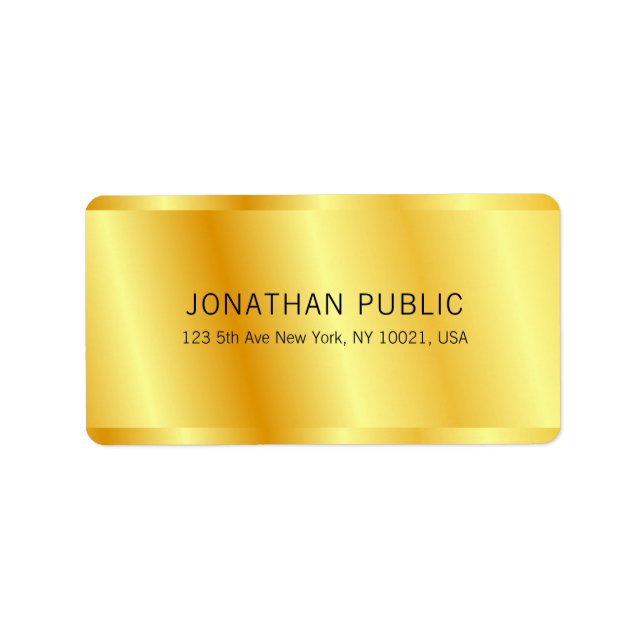 Metallic Look Faux Gold Elegant Glamour Custom Label (Front)
