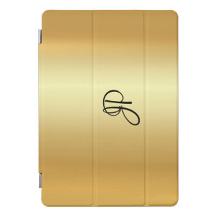 Metallic Look Faux Gold Handwritten Monogram iPad Pro Cover