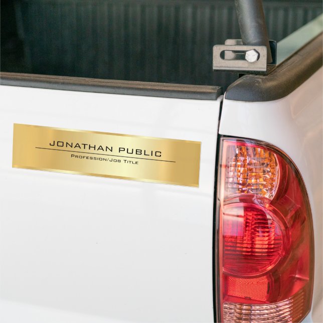 Metallic Look Faux Gold Modern Elegant Simple Bumper Sticker (On Truck)