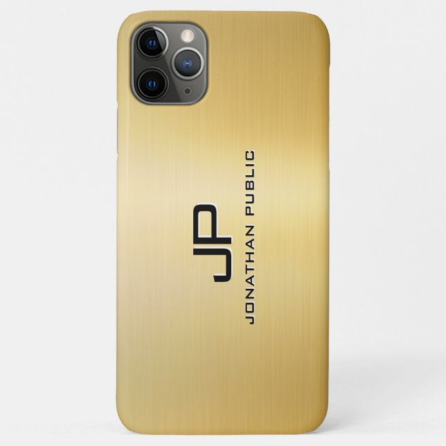 Metallic Look Gold Customizable Template Monogram Case-Mate iPhone Case (Back)