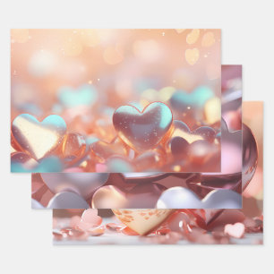 "Metallic" Look Gold, Silver, & Rose Gold Wrapping Paper Sheet