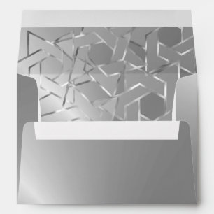 Metallic Look Star of David Silver Envelopes