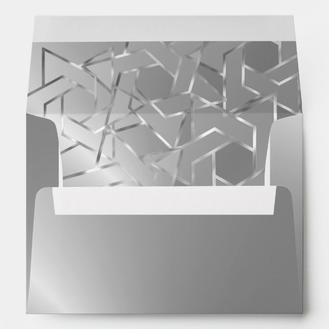 Metallic Look Star of David Silver Envelopes (Back (Bottom))