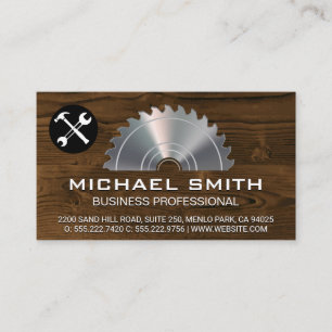 Metallic Lumber Saw Wood Background Tools Business Card