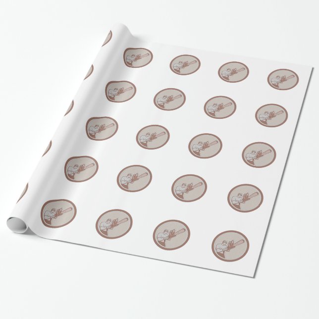 Metallic Lumberjack Tree Surgeon Arborist Chainsaw Wrapping Paper (Unrolled)