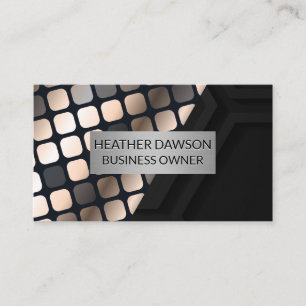 Metallic Lux Pattern   Black Geometric Business Card