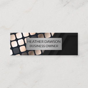 Metallic Lux Pattern Black Geometric Mini Business Card